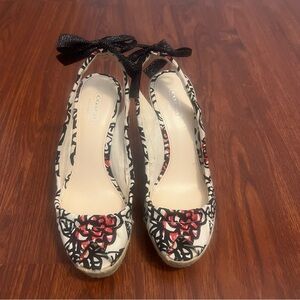 Coach Women's Espadrilles with Black and Red Floral Design